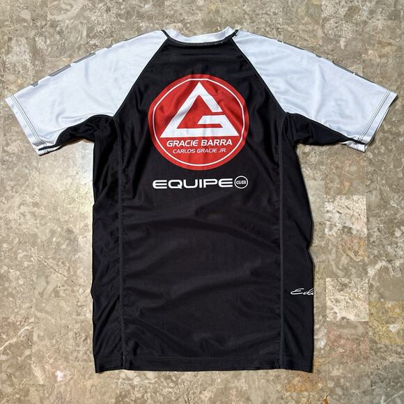 Gracie Barra Rash Guard Shirt Mens Small Black Red Compression Equipe Gym - Picture 7 of 8